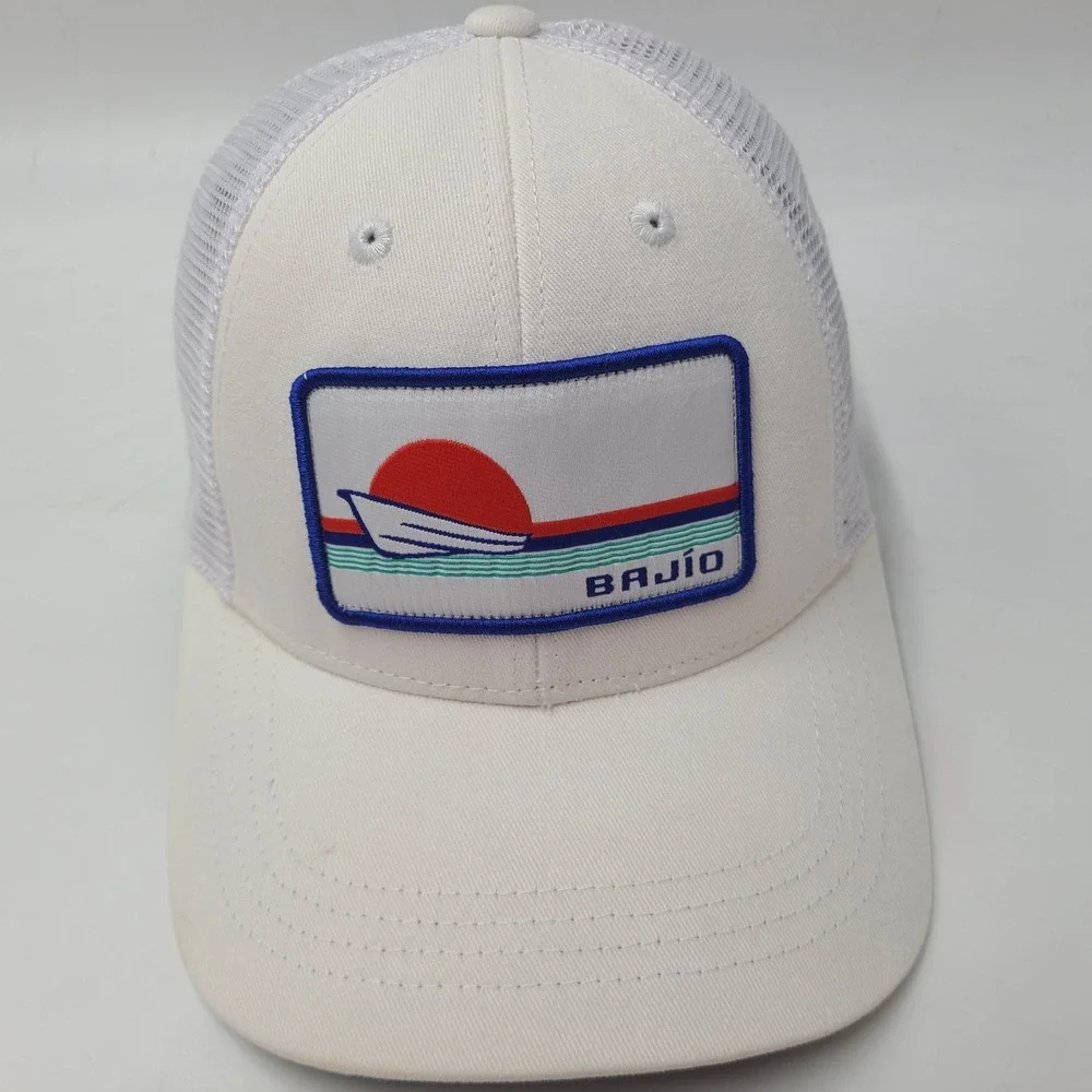 Bajio Hat Snapback Trucker Mesh White Blue Red Fishing Boat Patch Sunglass Brand